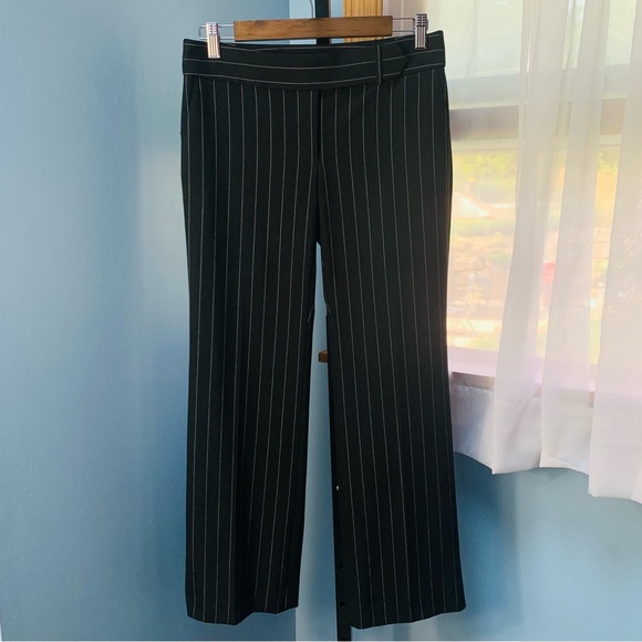 LOFT Black with White Pinstripe Marisa Trousers, Petite - Picture 2 of 7